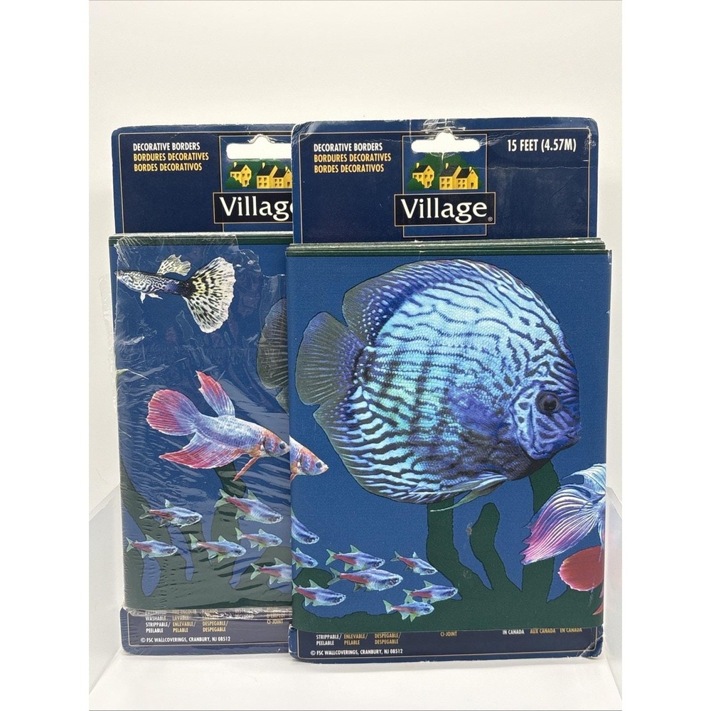 Vintage Village Aero Frutiger Aquarium Fish Prepasted Wallpaper Border 15 YD 2PK